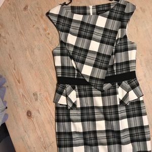 Karen Millen Black and White Plaid Graphic Dress